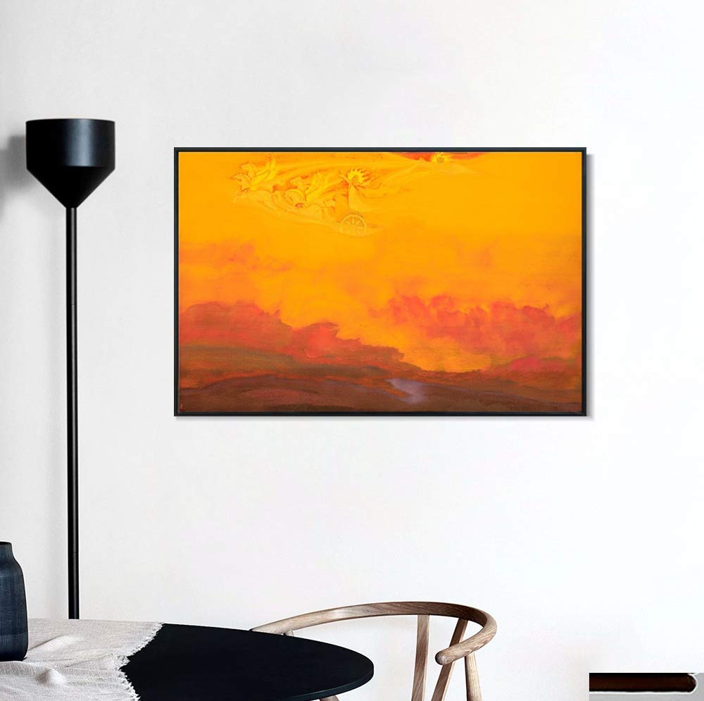INVIN ART Framed Canvas Giclee Print - Elijah the Prophet 1931 by Nicholas Roerich - Premium Wall Art for Living Room, Home Office Decor - Black Slim Frame (28x40 inches) - Perfect for Modern & Classic Interior Design