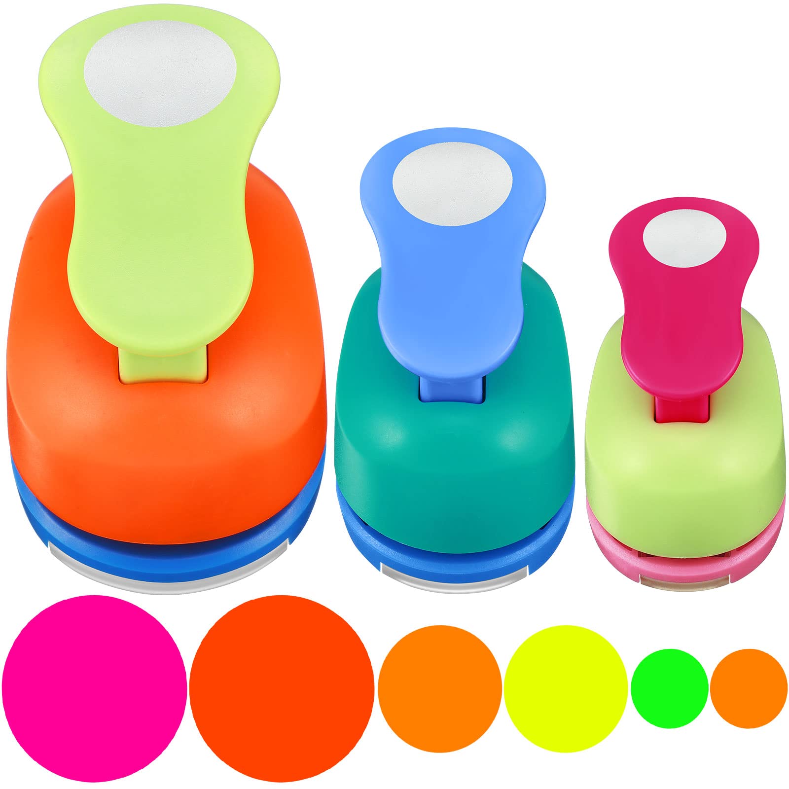 Chengu 3 Pack Circle Punch Set (2, 1, 5/8 Inch) - Craft Hole Puncher for DIY Scrapbooking, Card Making, Photo Albums, Journals, Office Supplies - Includes 20 Sticker Papers & Circle Cutter Tool