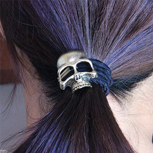 LCUK Retro Metal Punk Gothic Hair Bands - Skull Hair Clip Jewelry Gift for Women - Elastic Hair Accessories for Concerts, Halloween & Gothic Fashion