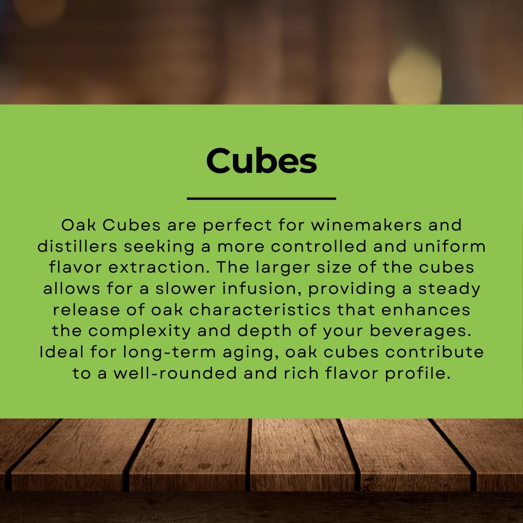 Premium American Oak Cubes for Brewing & Aging - Heavy Toast 2 lbs - Enhance Wine, Whiskey, Beer Flavor - Perfect for Home Brewing, Barrel Alternatives & Craft Cocktails