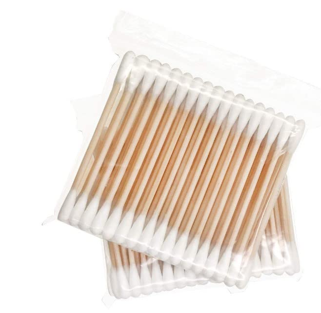 Natural Pure Cotton Double Head Wooden Ear Swabs - Gentle Ear Cleaning Buds, Makeup Removal & Wound Care | Ideal for Personal Hygiene, First Aid Kits & Cosmetic Application