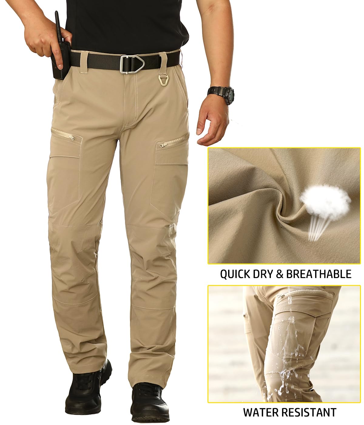 NAVEKULL Men's Lightweight Tactical Hiking Pants - Quick Dry, Stretchable, Multi-Pocket Outdoor Cargo Pants for Hiking, Camping & Work | Durable & Comfortable Tactical Workwear