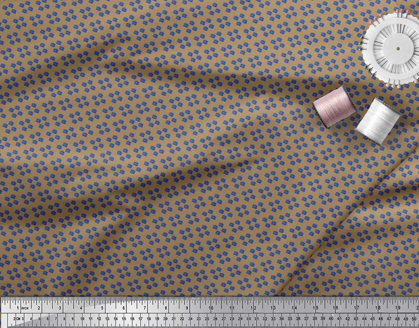 Soimoi Brown Silk Fabric by The Yard - 42 Inch Wide - Suitcase Print Shirting for Men - Traveler Style Printed Fabric - Perfect for Shirts, Suits & Travel-Themed DIY Projects