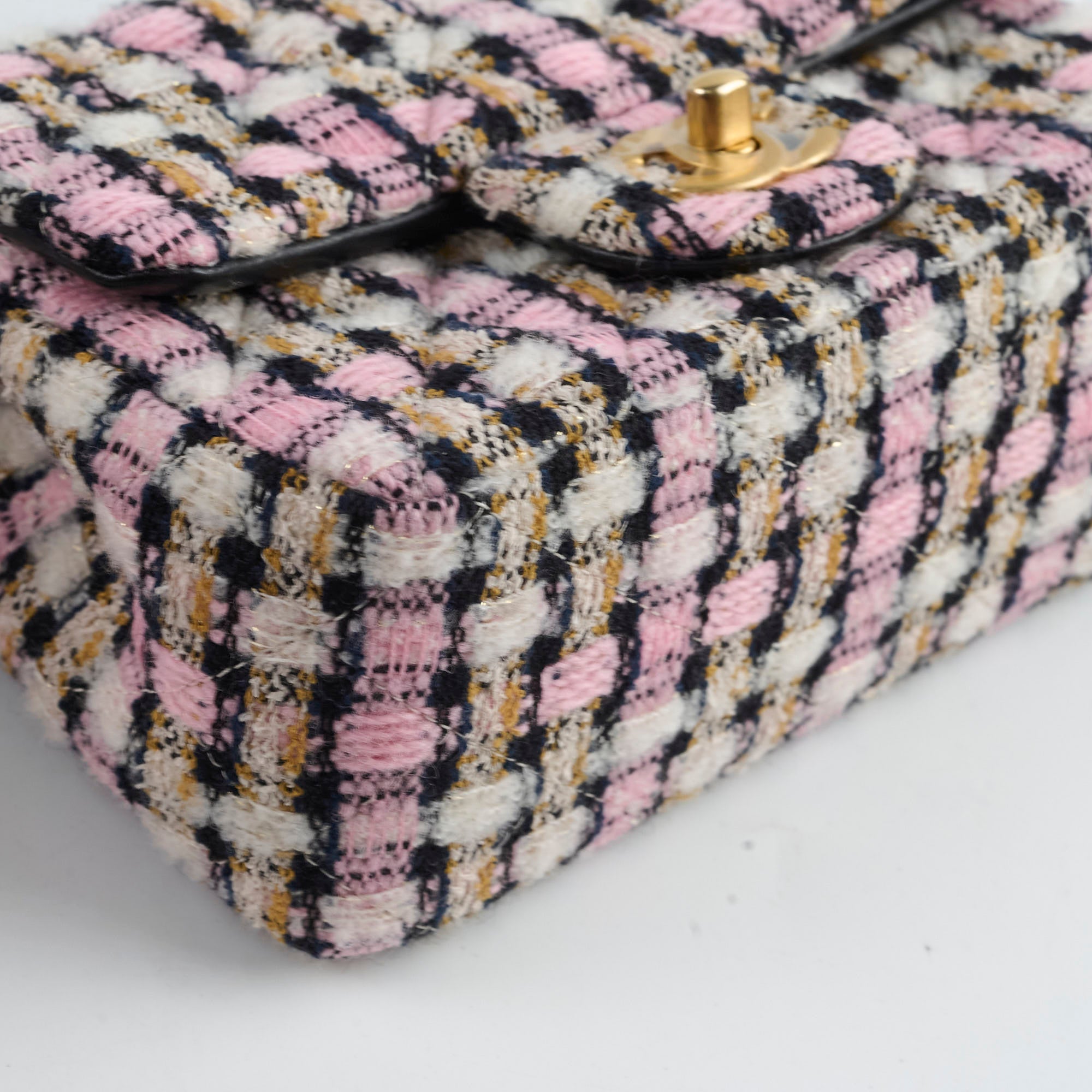 Chanel Mini Square Crush Tweed Pink Bag with Microchip - Luxury Crossbody Purse for Women, Perfect for Parties, Dating & Special Occasions