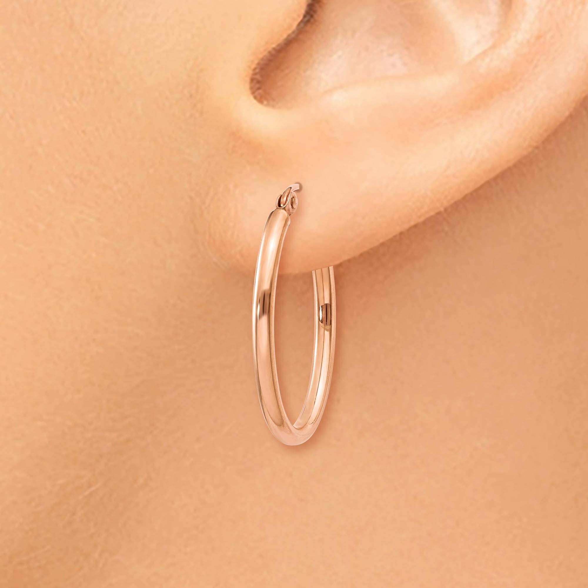 14K Rose Gold Oval Hoop Earrings for Women - Dainty & Elegant Jewelry Gift for Her - Perfect for Weddings, Parties & Everyday Wear