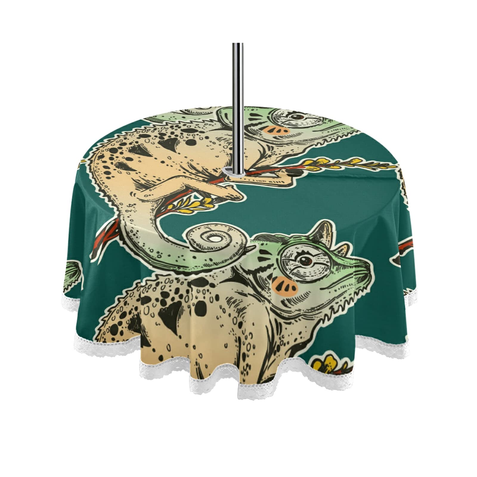 60 Inch Round Waterproof Outdoor Tablecloth with Umbrella Hole & Zipper - Durable Patio Table Cover for BBQ, Backyard Dining, Cafe Decor, Picnic & Poolside Parties
