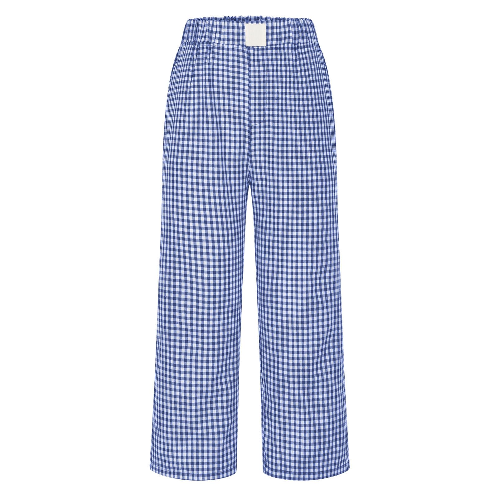 Women's Cute Plaid Lounge Shorts - Elastic Waist Boxer Shorts for Sleepwear, Dressy Front Button Shorts - Perfect for Home, Travel, and Casual Outings