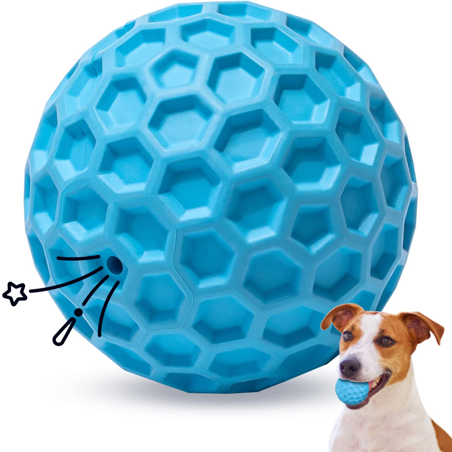 **Nobleza Squeaky Dog Ball – Durable, Bouncy, Floatable Chew Toy for Teeth Cleaning – Natural Rubber Interactive Dog Toy for Puppies & Small Dogs (2.15 Inch, Blue) – Perfect for Fetch, Water Play & Indoor Fun**
