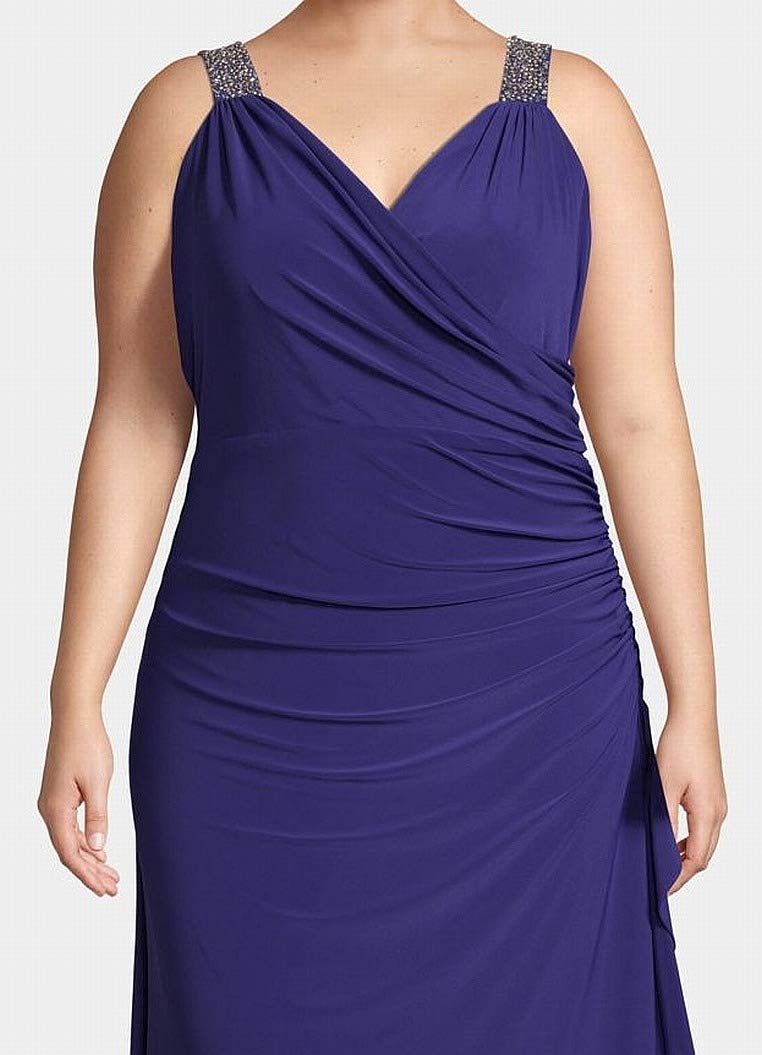 Betsy & Adam Women's Plus Size Sleeveless Formal Evening Dress in Blue - Size 14W | Perfect for Prom, Wedding Guest & Black Tie Events