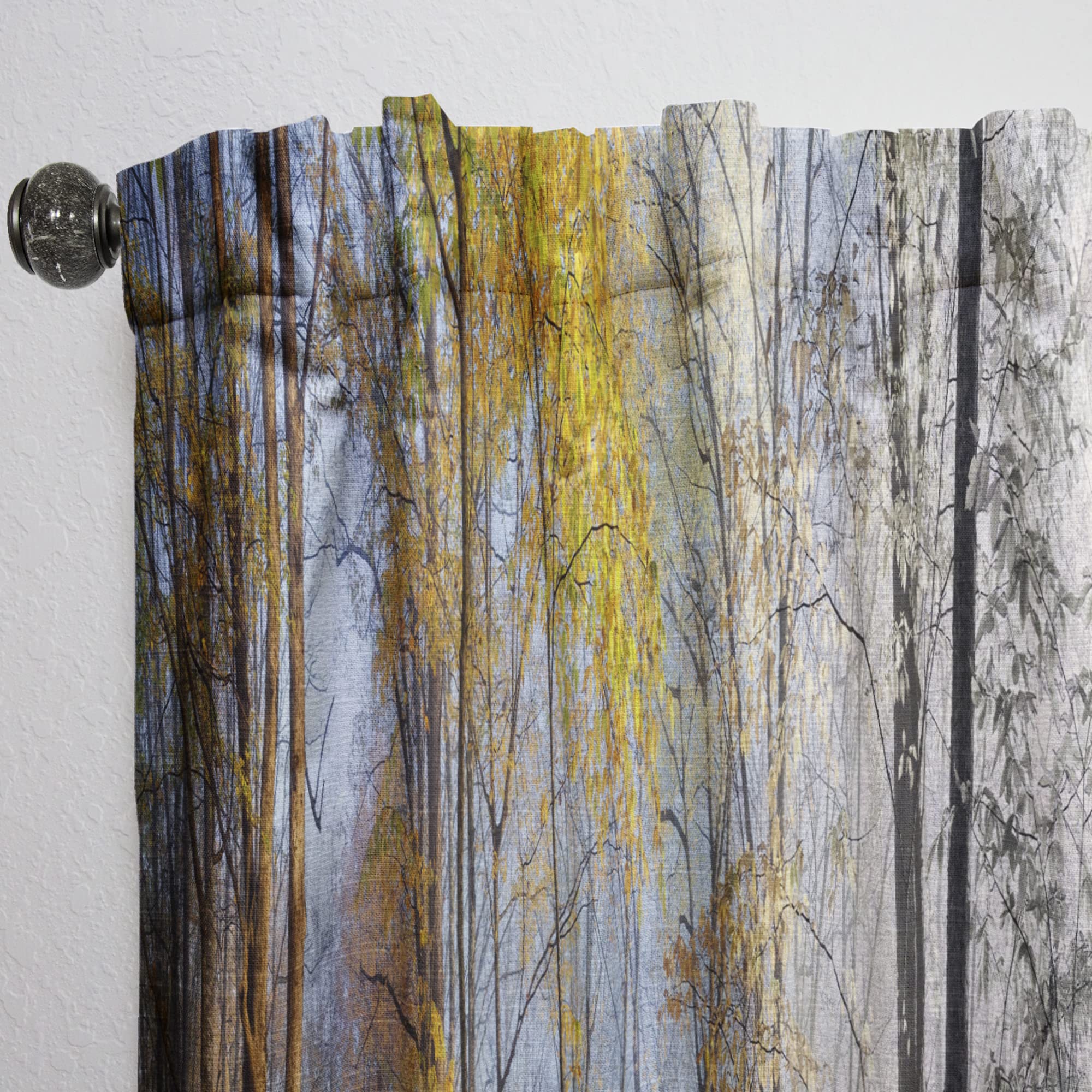 DesignQ Thermal Insulated Curtains - 'Yellow Morning in Forest Panorama' Single Panel 52x120 - Blackout Drapes for Bedroom & Living Room - Perfect for Energy Efficiency, Privacy & Home Decor
