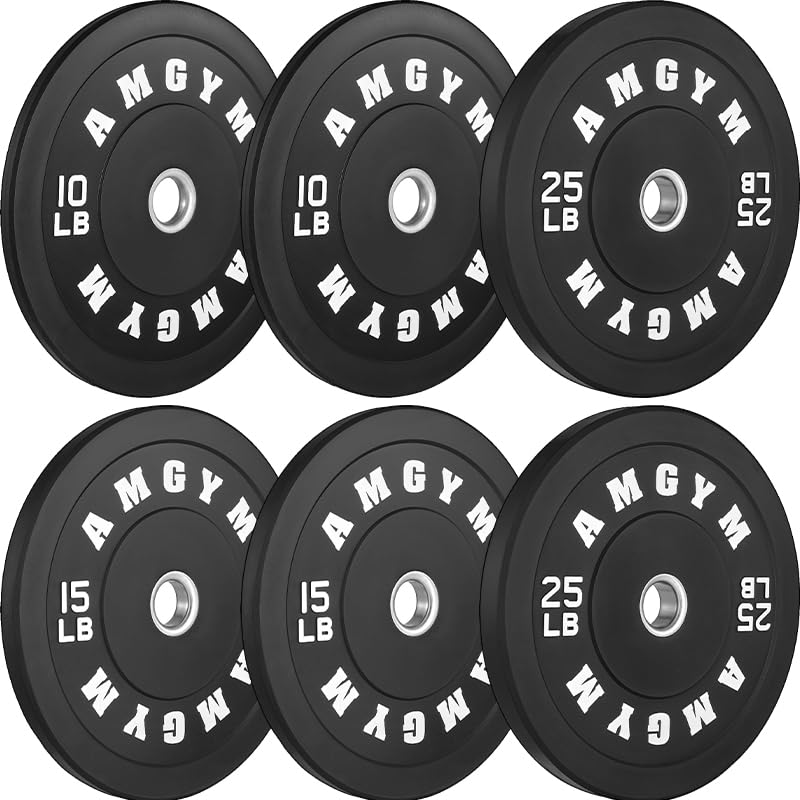 Premium Rubber Coated Steel Bumper Plates 10-500lbs - 2 Inch Olympic Barbell Weight Set for Home Gym, CrossFit, Strength Training & Weightlifting - Ideal for Deadlifts, Squats & Powerlifting Workouts