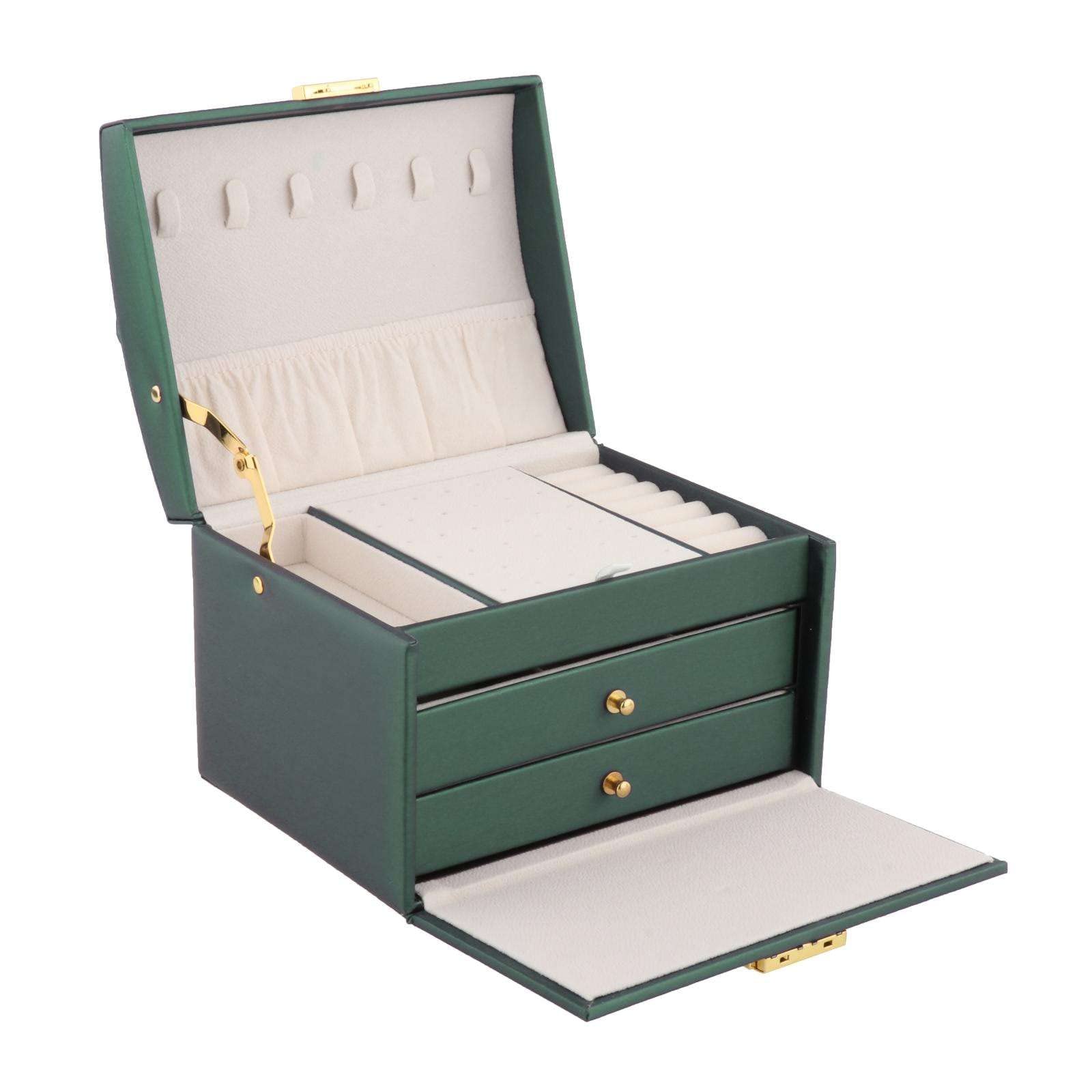 Premium PU Leather Jewelry Organizer Box with Velvet Liner - Watch, Earrings & Jewelry Storage Case for Men & Women | Green | Perfect for Travel, Home & Retail Display
