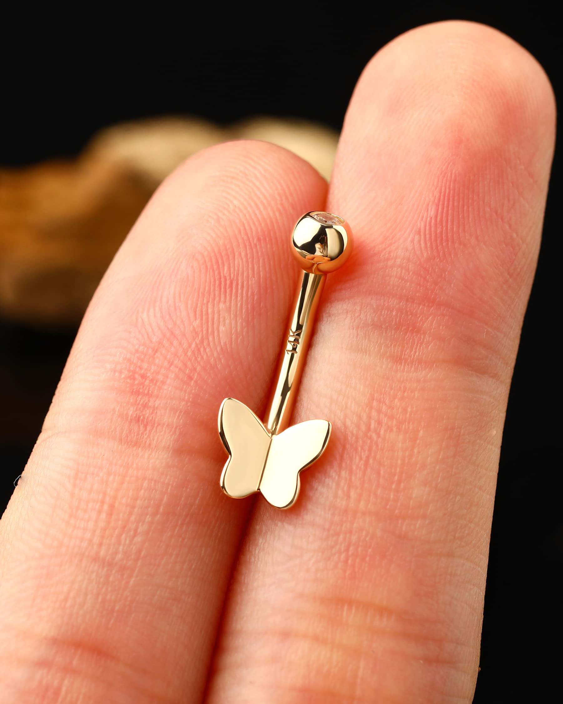 14K Gold Belly Button Rings for Women - Butterfly Navel Piercing Jewelry | Hypoallergenic Belly Rings for Body Piercing | Perfect for Everyday Wear, Beach Outfits & Special Occasions