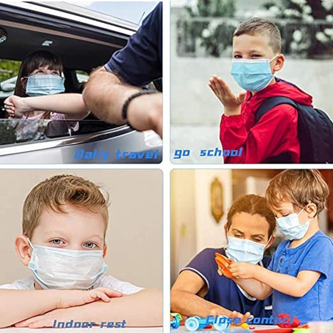 Sterescent Non-Woven Kids Safety Face Mask - 3-Ply Disposable Protective Earloop Masks for Children | Perfect for School, Travel & Outdoor Activities