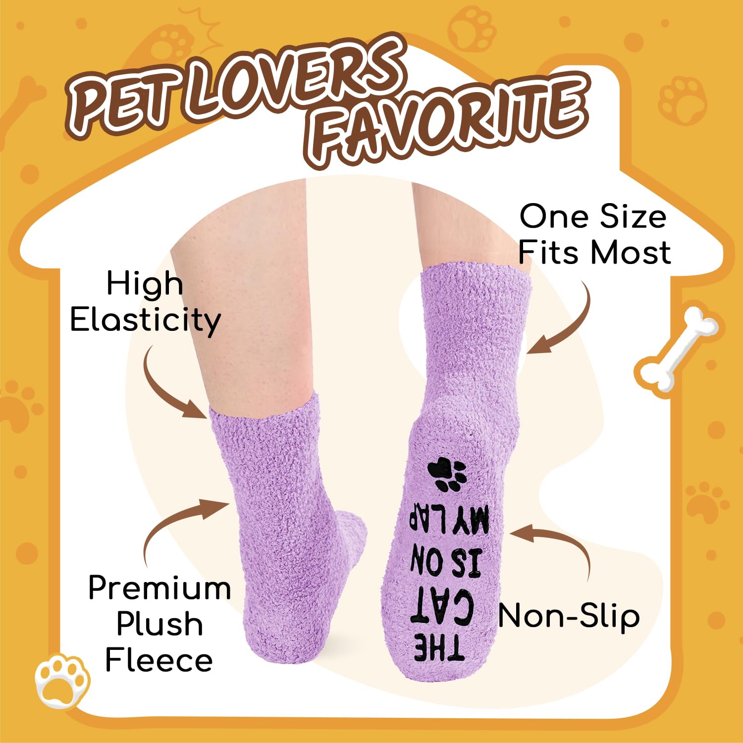 **HappyPop Cat Mom Gifts for Cat Lovers - Funny Novelty Cat Socks, Crazy Silly Purple Fuzzy Socks for Women - Perfect for Birthday, Christmas & Cozy Home Wear**