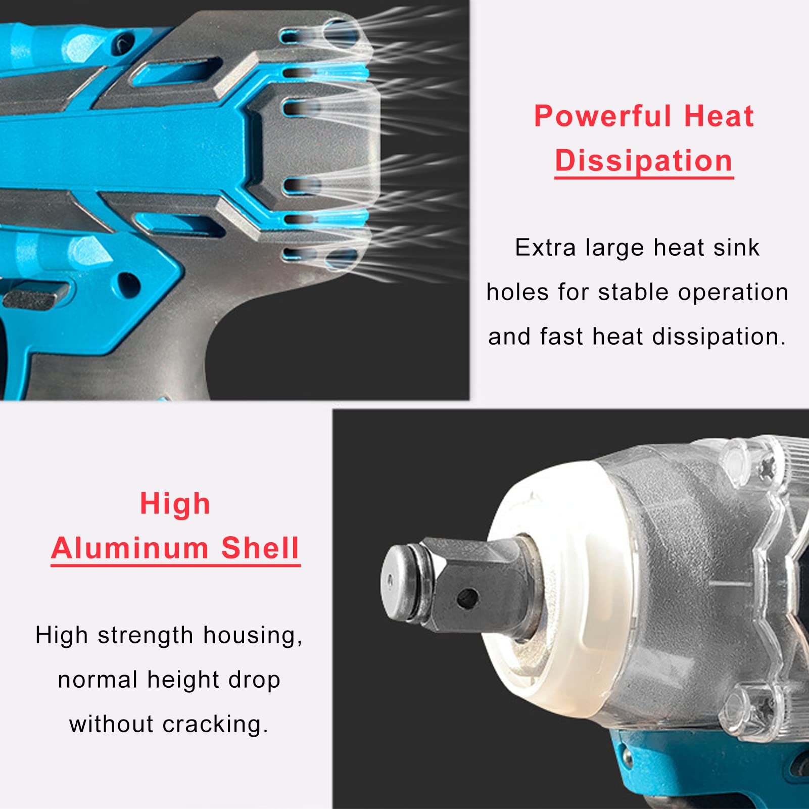 21V Rechargeable Brushless Electric Impact Wrench - 1/2 Inch Compact Cordless Power Tool with Battery - Perfect for Automotive Repair, Construction & DIY Projects