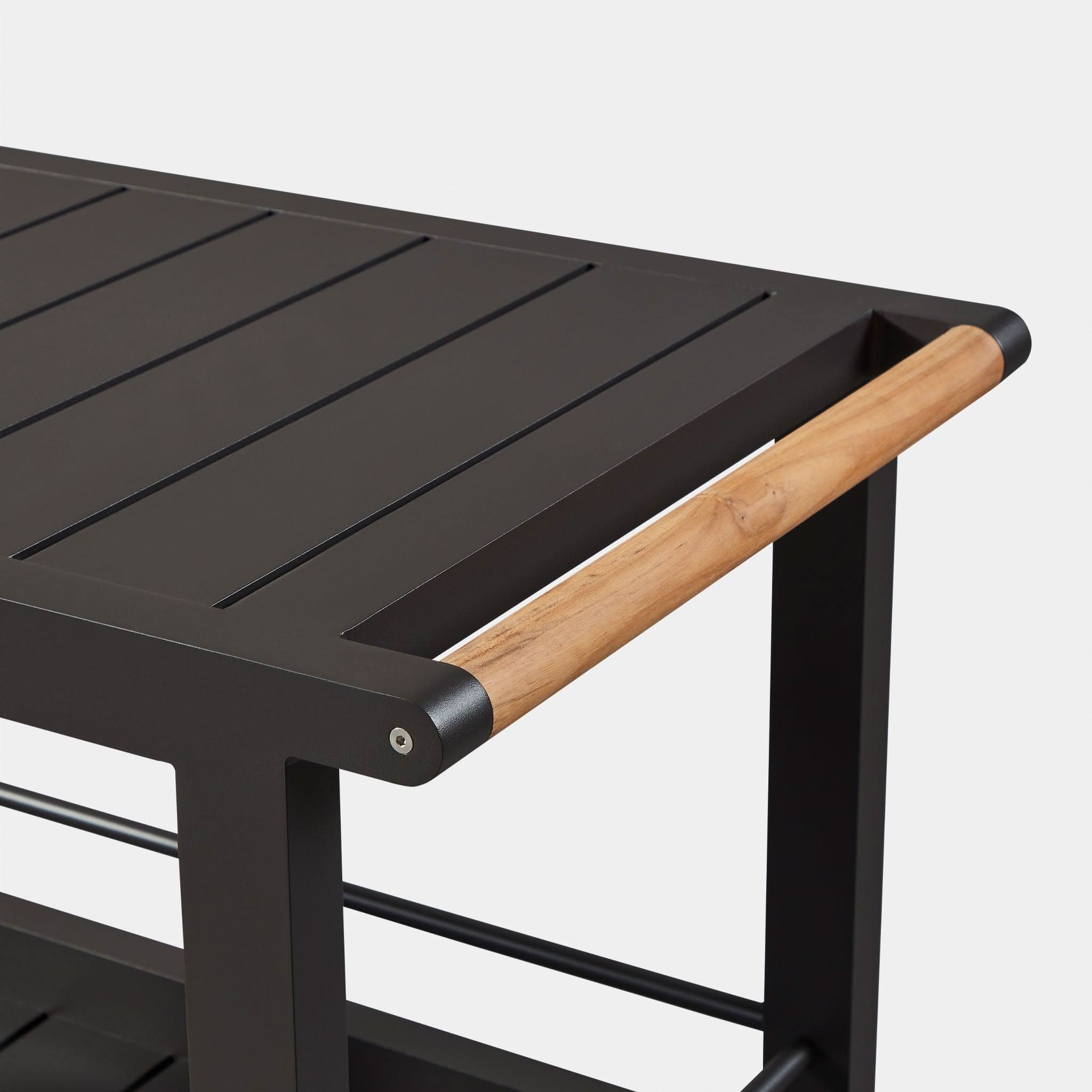 Modern Aluminum Slatted Bar Cart with Wheels - Portable Serving Cart for Home, Office, or Outdoor Entertaining - Perfect for Cocktails, Drinks, and Party Serving