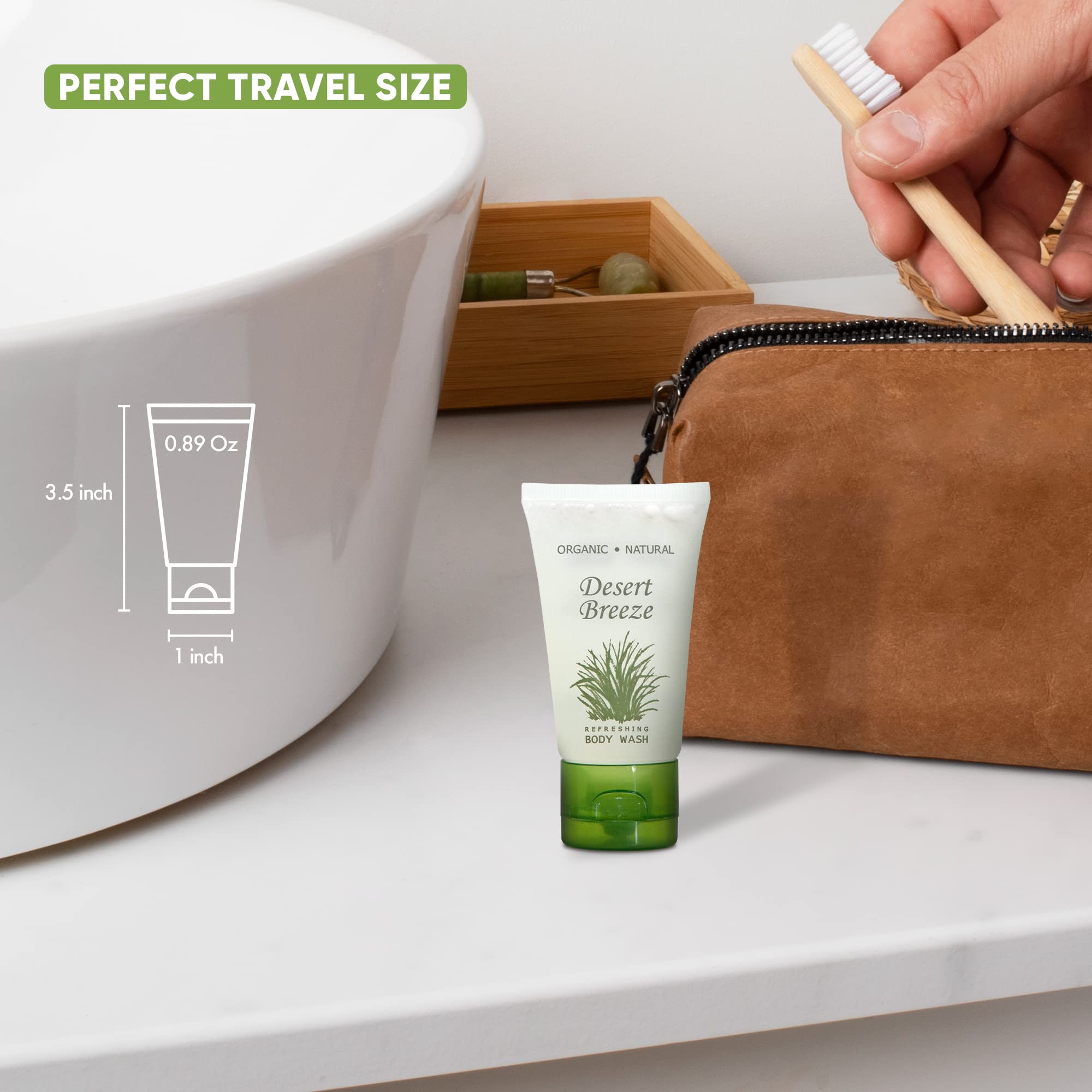 Travel Size Body Wash 1 oz - Bulk Pack of 20 Flip Top Bottles | Perfect for Hotels, Gyms, Camping & Emergency Kits