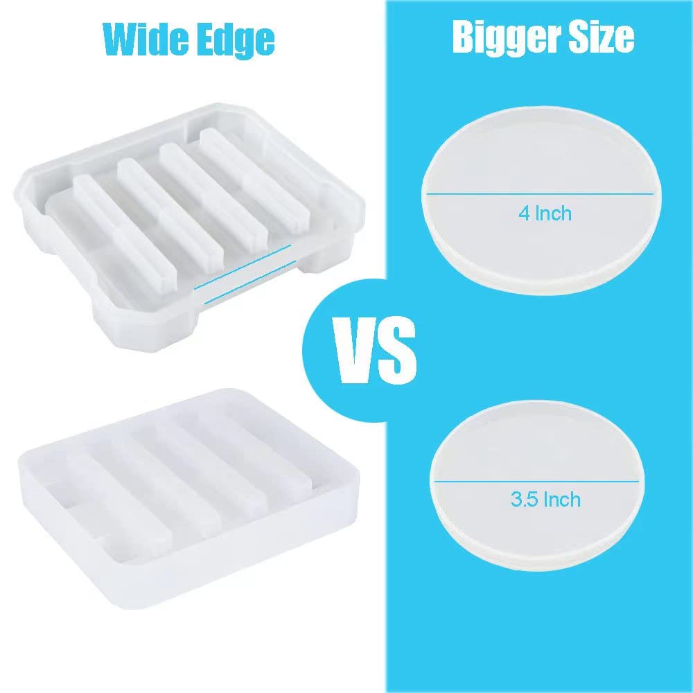 4-Piece Round Silicone Resin Coaster Molds Set with Unique Holder - DIY Epoxy Resin Casting Kit for Handmade Coasters, Cup Mats & Home Decor - Perfect for Crafting, Gift Making & Table Setting