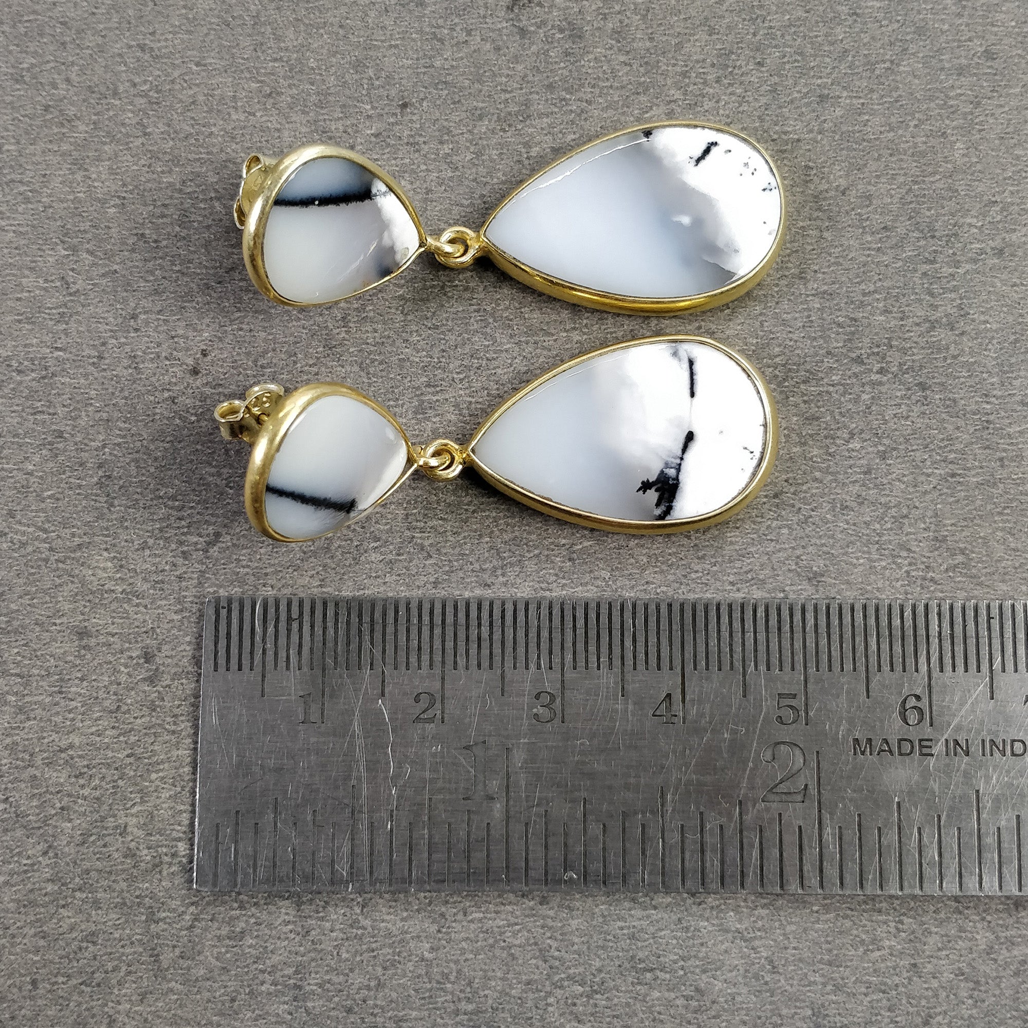 Botswana Agate Gemstone Earrings - 10.65g Natural 925 Sterling Silver Gold Plated Drop Dangle Earrings for Women | Perfect for Weddings, Parties & Special Occasions