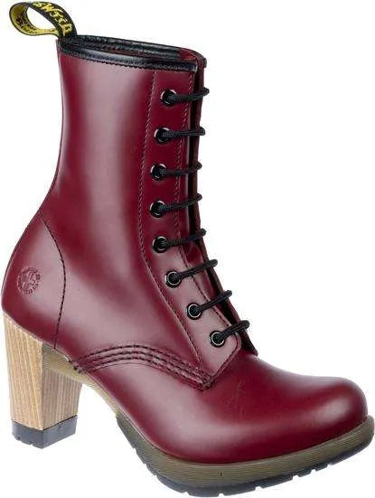 DARCIE Women's Cherry Red Smooth Leather Boots - Stylish Ankle Booties for Fall & Winter Fashion | Perfect for Office, Casual Outfits & Date Nights
