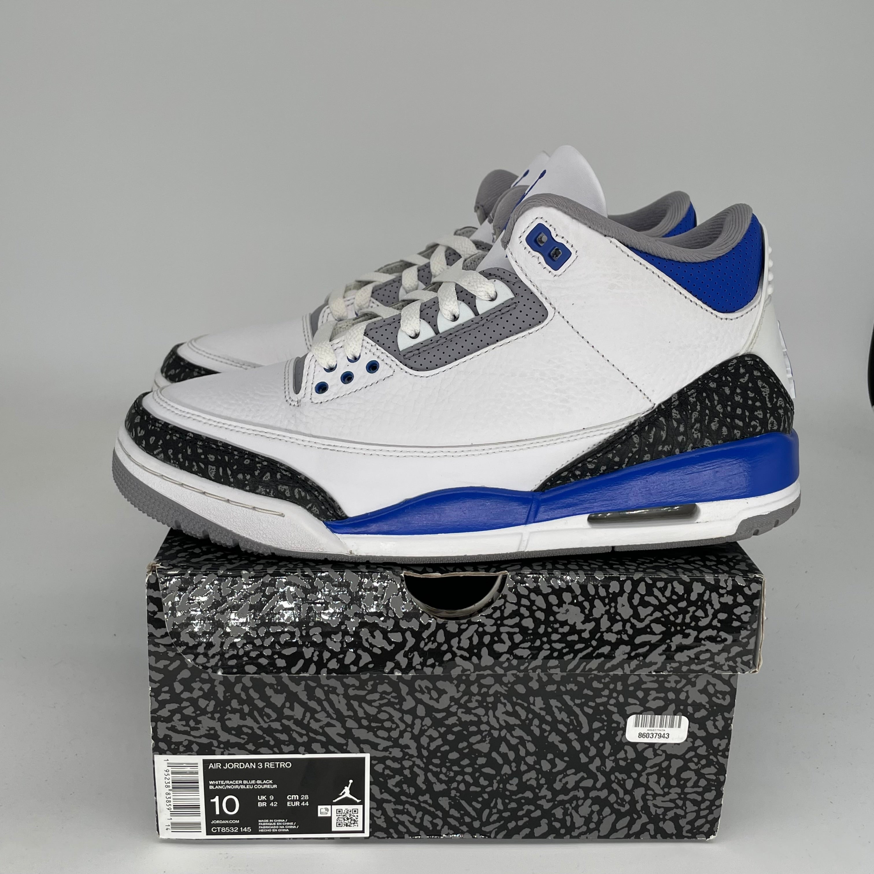 AIR JORDAN 3 RACER BLUE Men's Basketball Shoes - Size 10 (CT8532-145) | Retro Sneakers for Running, Training & Streetwear Fashion