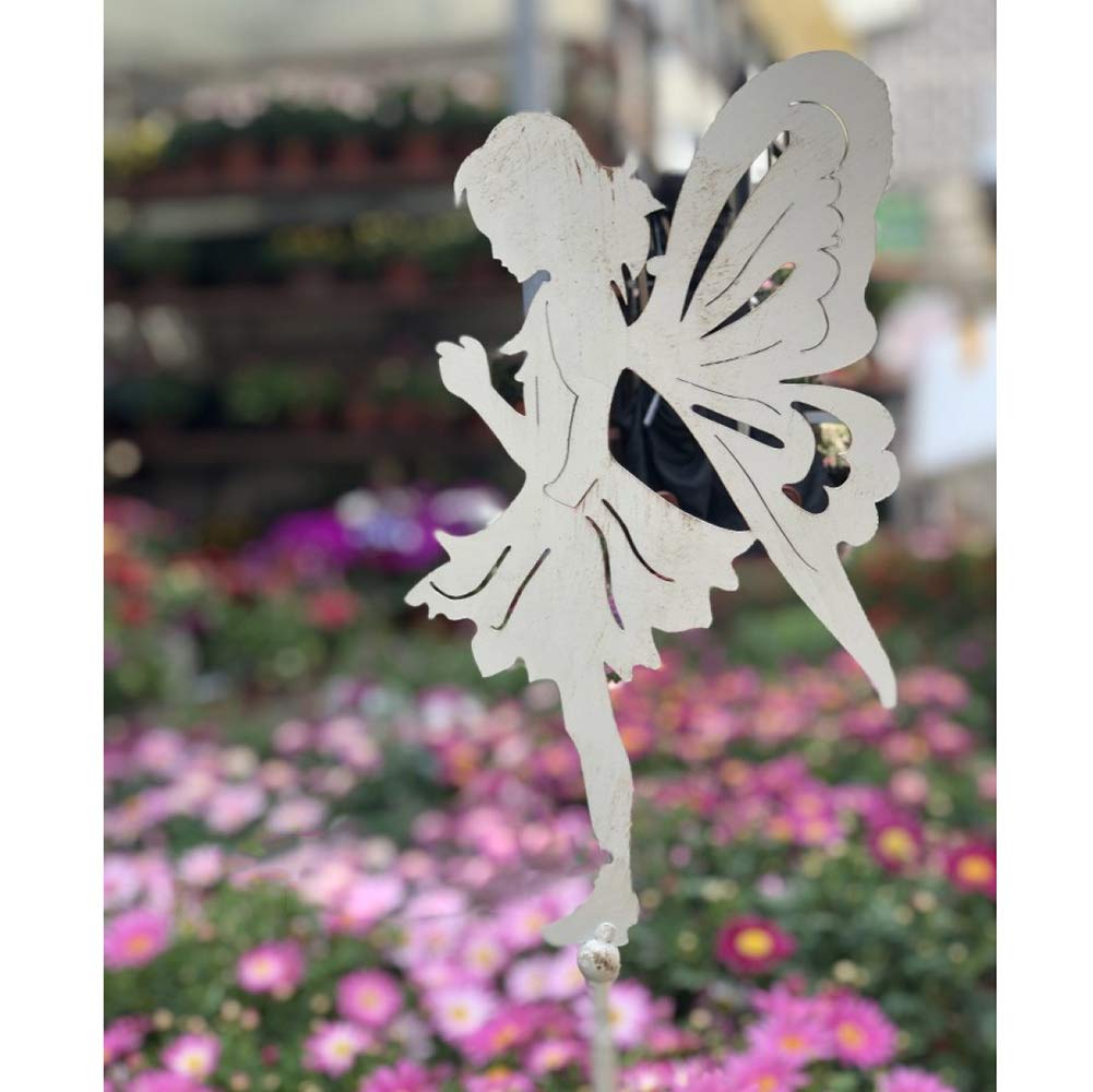 Zenggp Vintage Angel Garden Decor - Rustic Iron Finish White Flower Pot Holder for Outdoor & Indoor Plant Display | Perfect for Patio, Yard, and Home Decor