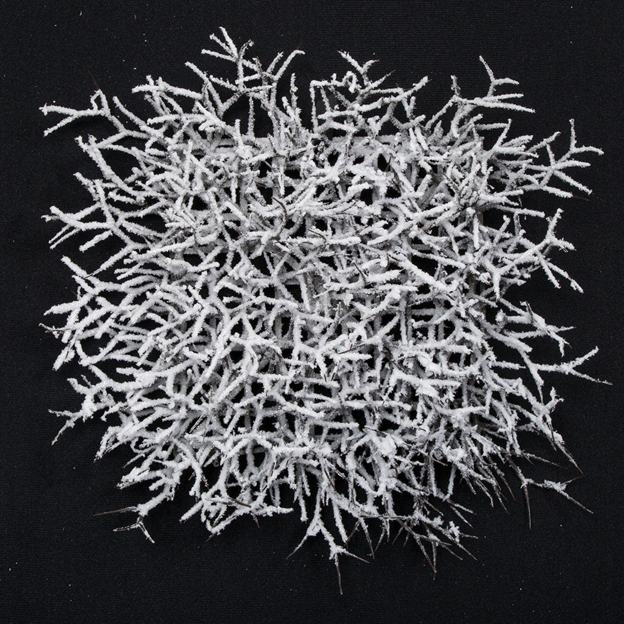 15x15x4.5 Inch Glittered & Flocked Artificial Twig Mat - White/Brown Christmas Decor (Pack of 6) | Perfect for Holiday Table Centerpieces, Mantel Decor, and Winter Wreath Accents
