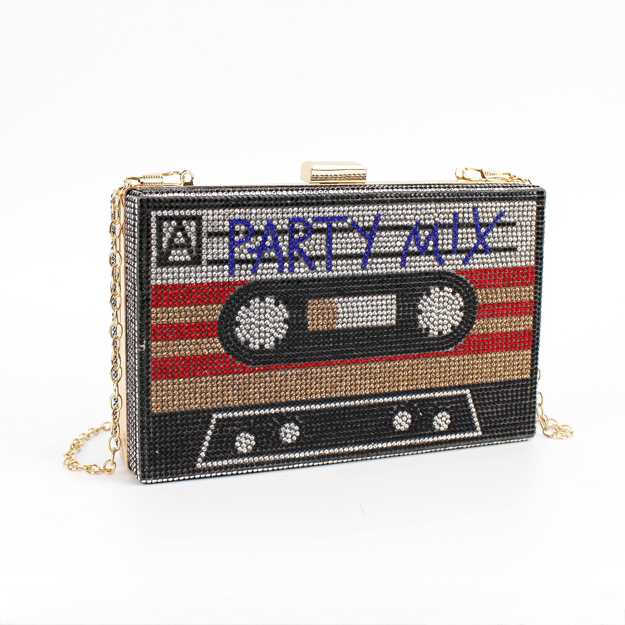 Vintage Retro Radio Shape Crossbody Bag for Women - PU Leather Metal Evening Clutch Purse - Perfect for Parties, Date Nights & 80s Theme Events