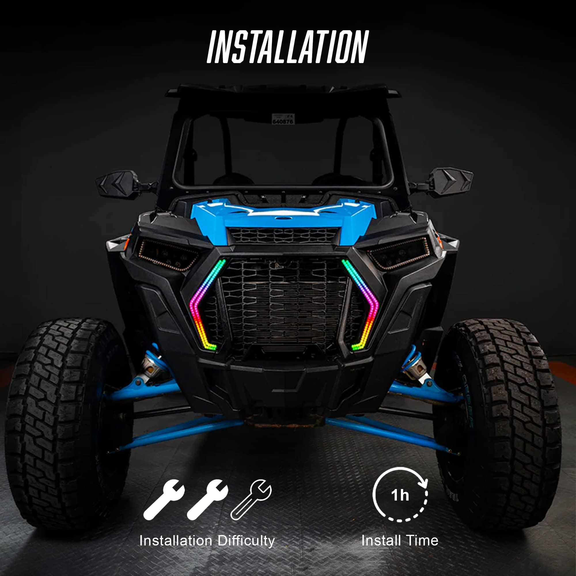 ORACLE Lighting Dynamic ColorSHIFT DRL Signature Lights for 2019-2023 Polaris RZR 1000 | Bluetooth-Controlled Surface Mount LED Lights (Pair) - Part #1447-332 | Perfect for Off-Roading, Night Driving & Custom UTV Lighting Upgrades