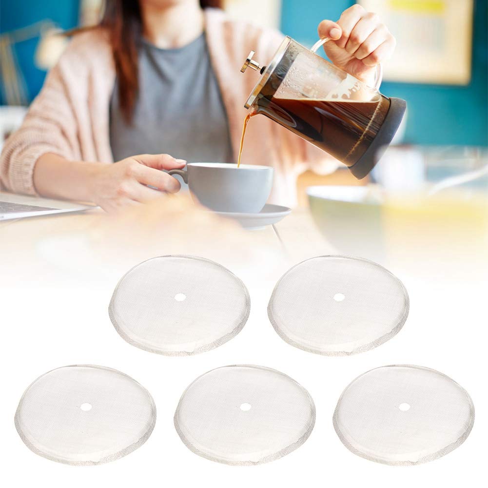 5-Pack 80 Mesh Reusable Stainless Steel Coffee Filters - Compatible with 600ml French Press Pots | Fine Mesh Screen for Smooth Brewing | Perfect for Home, Office & Camping Coffee Making