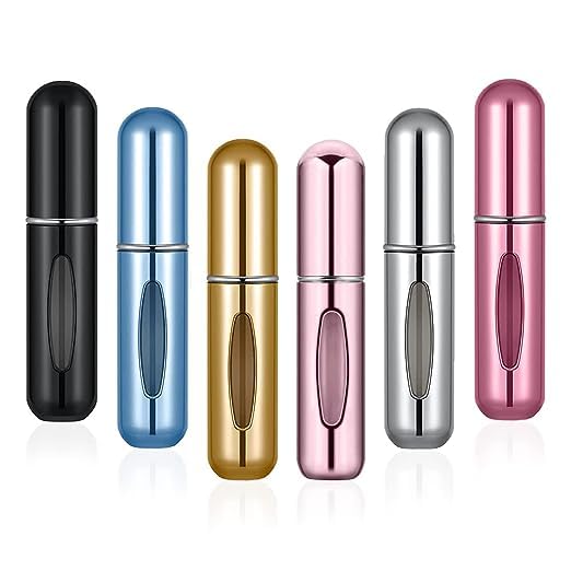 Anasis 6-Pack Refillable Perfume Atomizer Spray Bottles - 5ml Travel Size Portable Perfume Dispenser for Women & Men | Perfect for Airplane Carry-On, Gym Bag, Purse & On-The-Go Fragrance Touch Ups