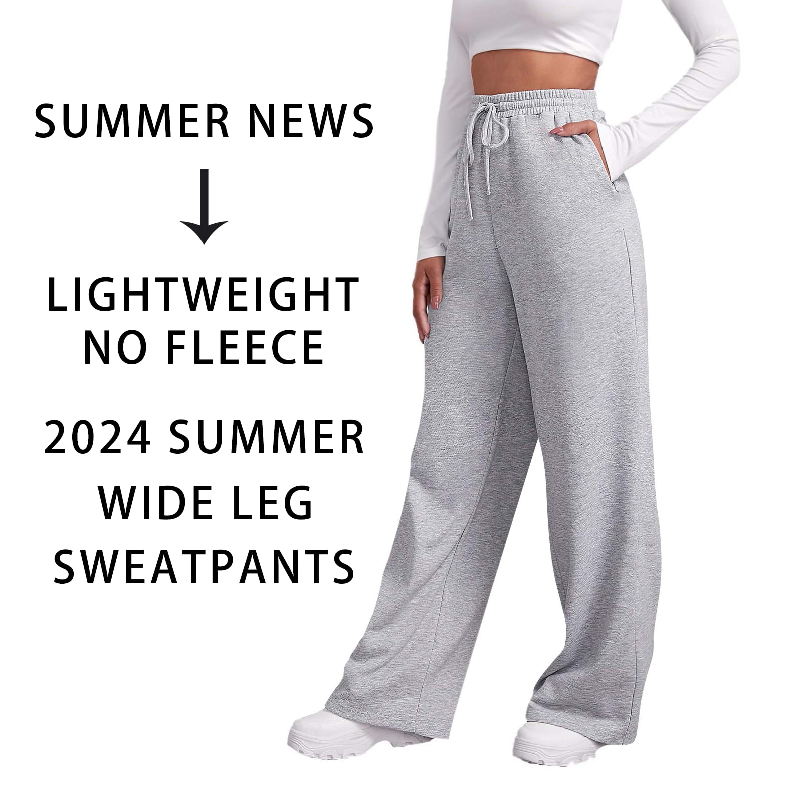**Women's High Waist Fleece Joggers - Baggy Wide Leg Sweatpants with Pockets, Lightweight & Comfy Drawstring Lounge Pants for Casual Wear, Yoga, and Travel**