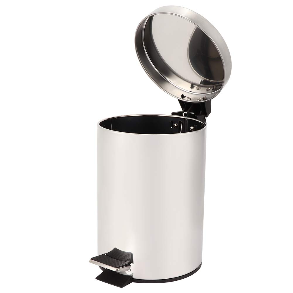 Hapivida 3L Stainless Steel Step Pedal Trash Can - Brushed Metal Kitchen Garbage Bin with Non-Slip Base, Durable Household Waste Bin for Home, Office & Bathroom (Silver) | Space-Saving & Odor-Controlling Design