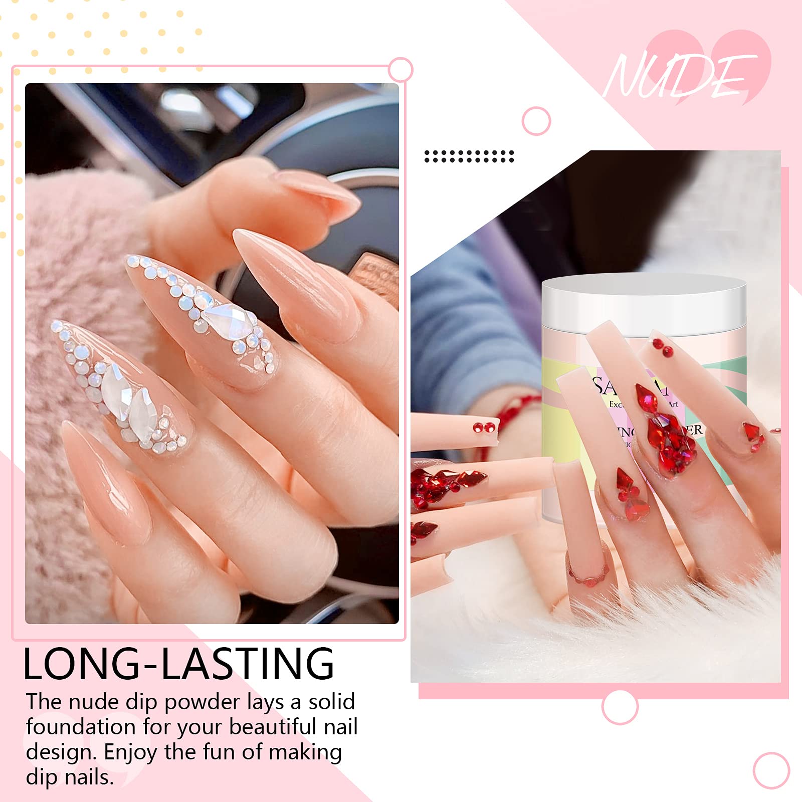 Saviland 15ml Dip Powder Liquid Set with 60g/2.1oz Nude Dip Powder - Base Coat, Top Coat, Activator & Brush Saver - Complete Dip Nail Kit with Nail File - No UV Lamp Needed - Perfect DIY Manicure Gift Set for Women - Salon Quality Nails at Home for Parties, Weddings & Special Occasions