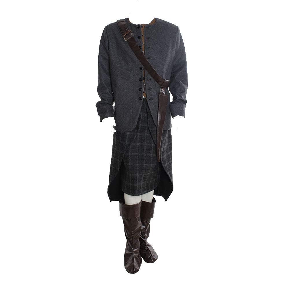 Authentic Men's Scottish Highland Dress Outfit - Jamie Fraser Cosplay Costume from Outlander TV Show | Perfect for Halloween, Renaissance Fairs & Historical Reenactments