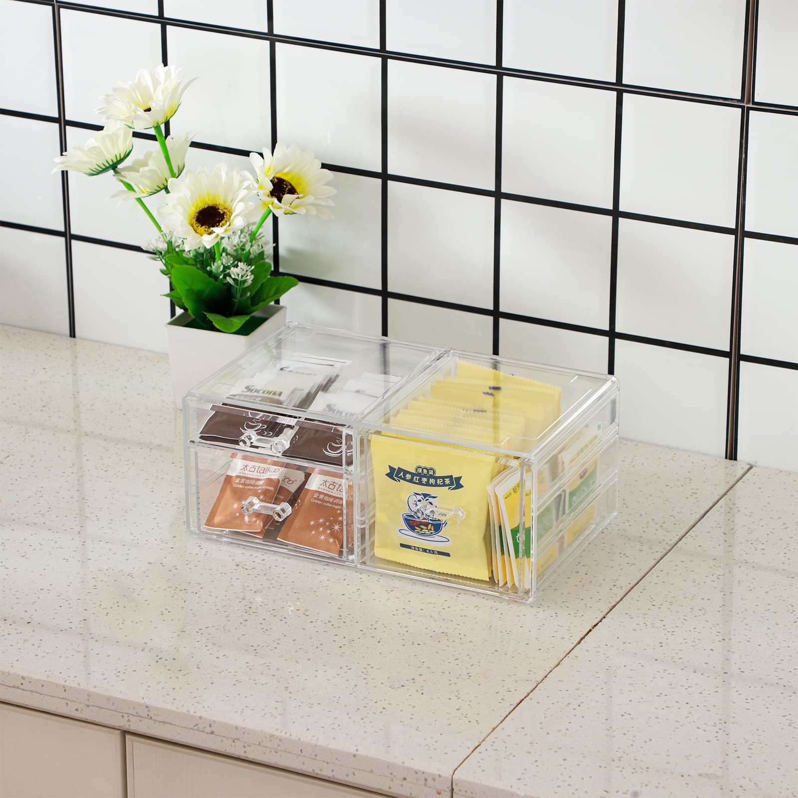 Clear Acrylic Stackable Storage Drawers - 3-Tier Desktop Organizer for Office, Jewelry, Makeup & Beauty Products | Perfect for Vanity, Hair Clips, Skincare & Desk Organization