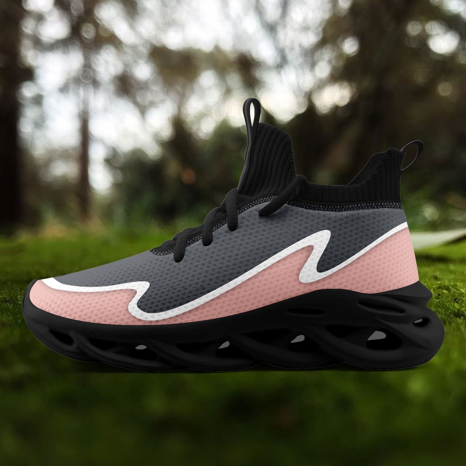 Custom Gray & Pink Maxsoul Personalized Sneakers - Women's Fashion Athletic Shoes FN030A E020011 Size 15 | Perfect for Running, Gym Workouts & Casual Streetwear Style