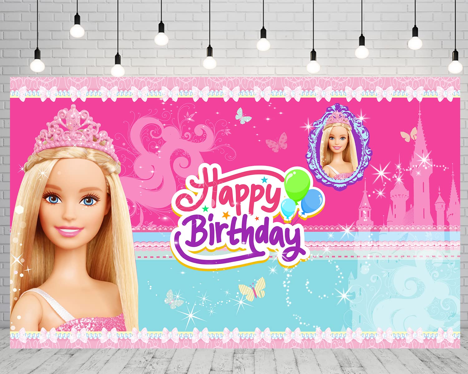 Barbie Birthday Backdrop - 5x3ft Pink Party Decorations for Girls, Barbie Theme Banner & Photo Booth Background - Perfect for Birthday Parties, Baby Showers & Princess Themed Events