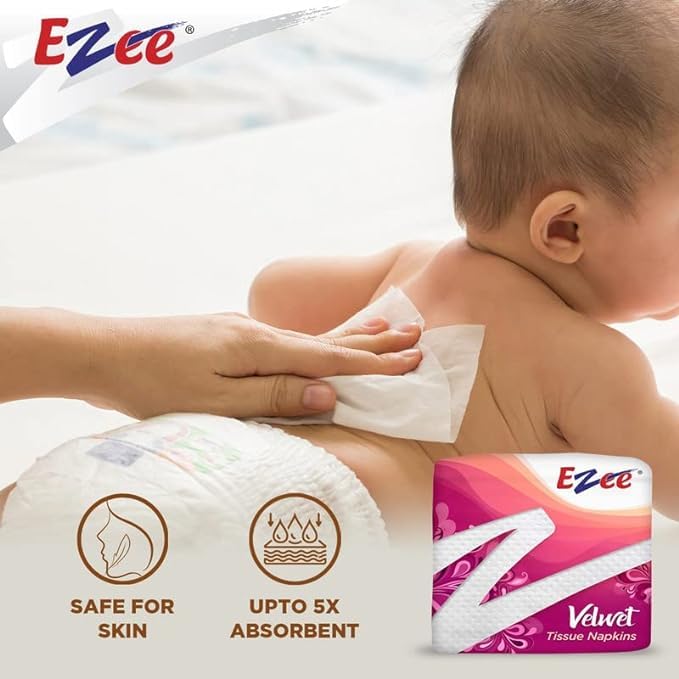 Ezee Velvet Tissue Paper Napkins - 100 Pulls, Pack of 1 | Soft & Absorbent for Parties, Weddings & Home Decor | Premium Quality Facial Tissues for Everyday Use