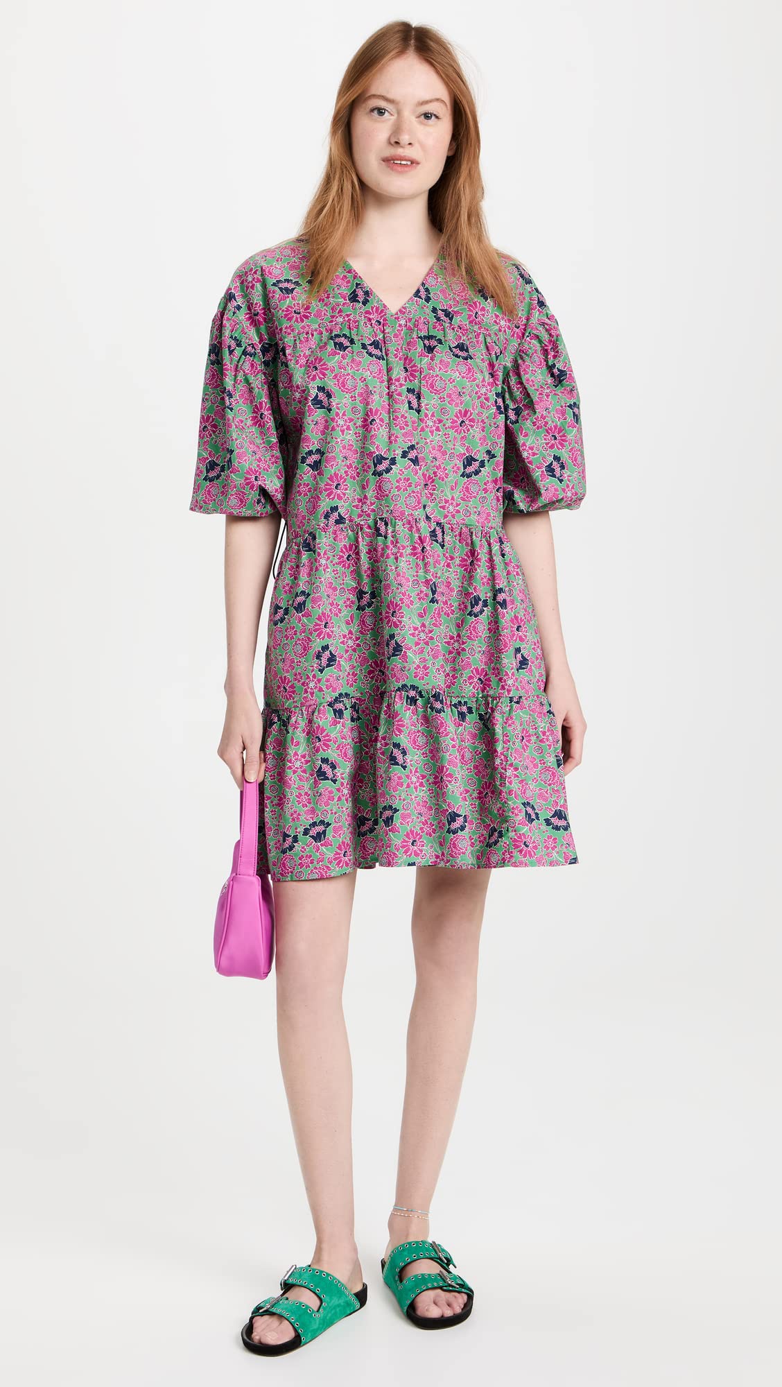 SUNDRY Women's Ditsy Floral Print Summer Dress - Sage Green, Size M | Casual Boho Chic Dress for Beach, Vacation & Everyday Wear