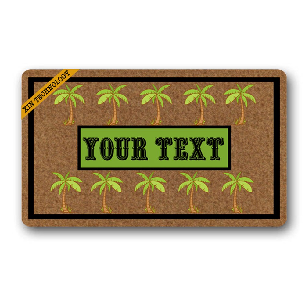 Artsbaba Monogrammed Palm Tree Doormat - Non-Slip Indoor/Outdoor Entrance Rug, 30x18 Inch Non-Woven Floor Mat for Home Decor - Perfect for Beach House, Porch, Front Door & Patio