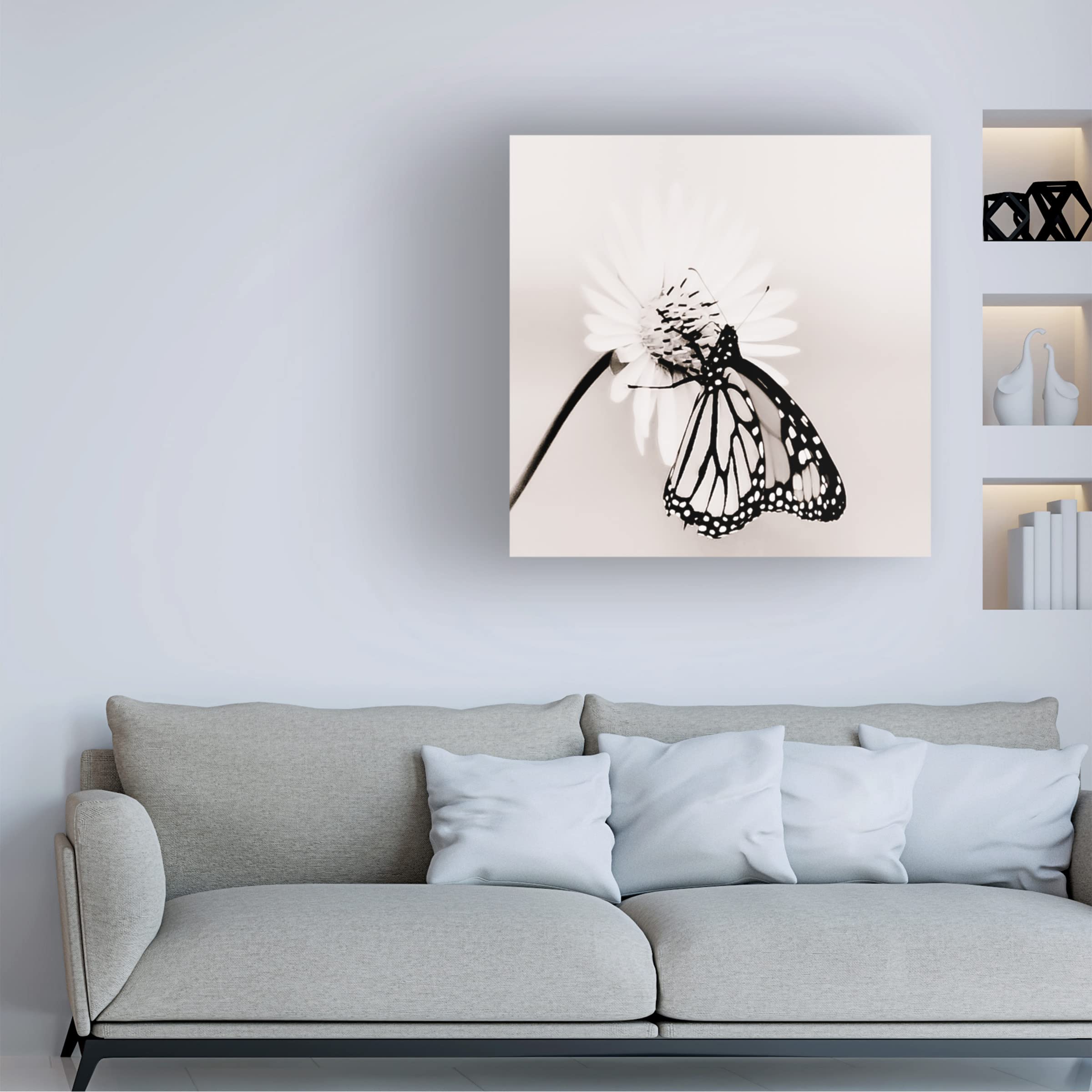 Blue Palomino 'Butterfly' Canvas Wall Art - Handmade Floral Nature Painting for Living Room, Bedroom & Office Decor