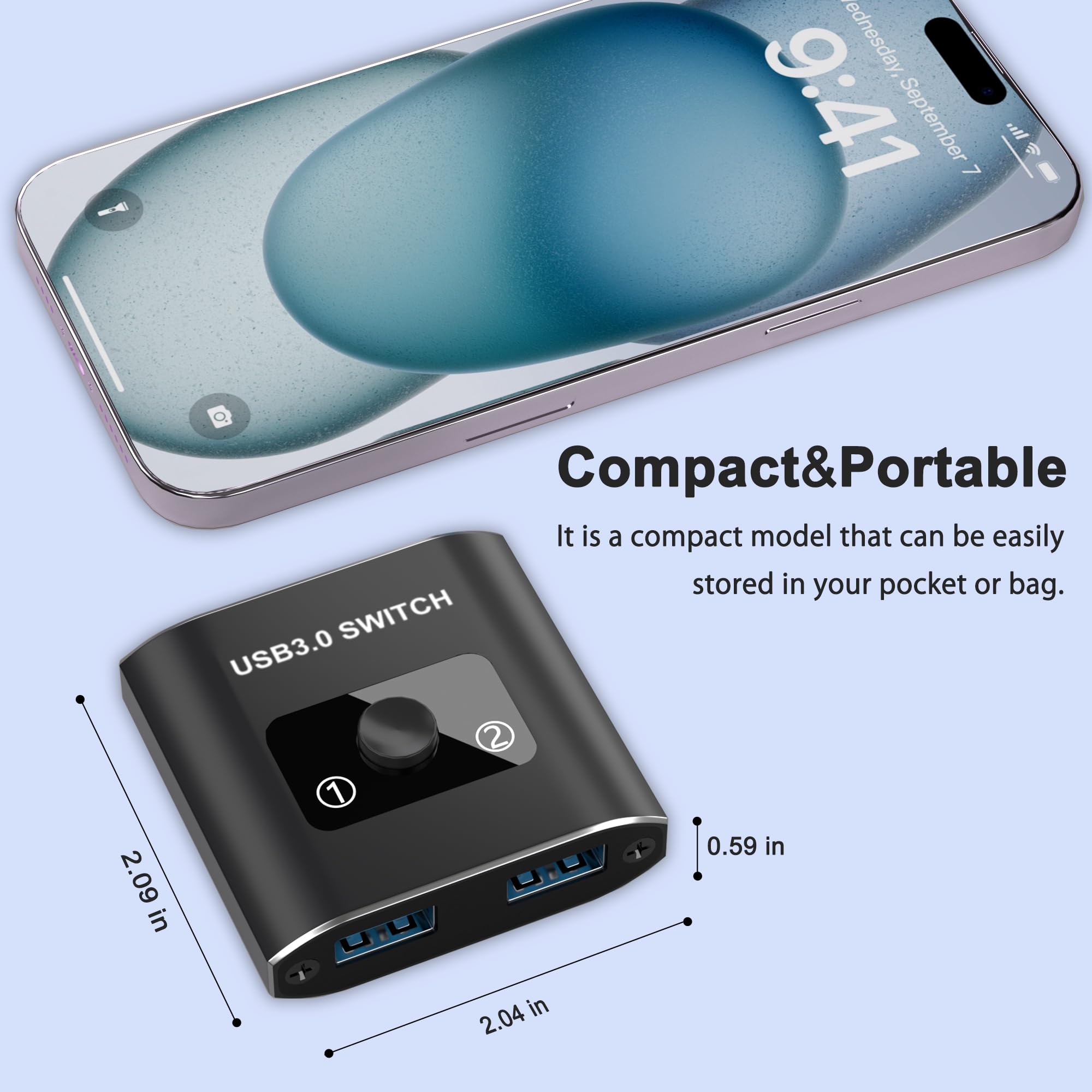 USB Switch 2-in-1/1-in-2 for Printer, Mouse & Keyboard - Windows/Mac/Linux