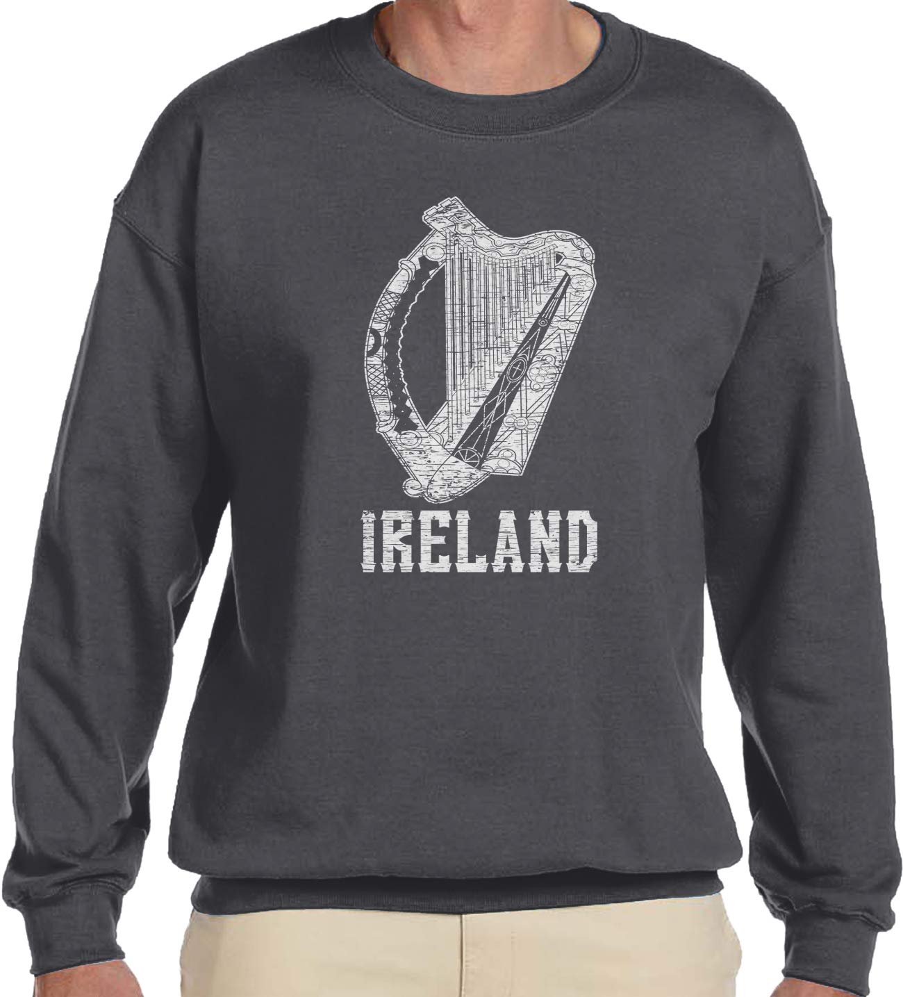 Amdesco Men's Ireland Coat of Arms Crewneck Sweatshirt - Irish Heritage Apparel for Casual Wear & St. Patrick's Day Celebration