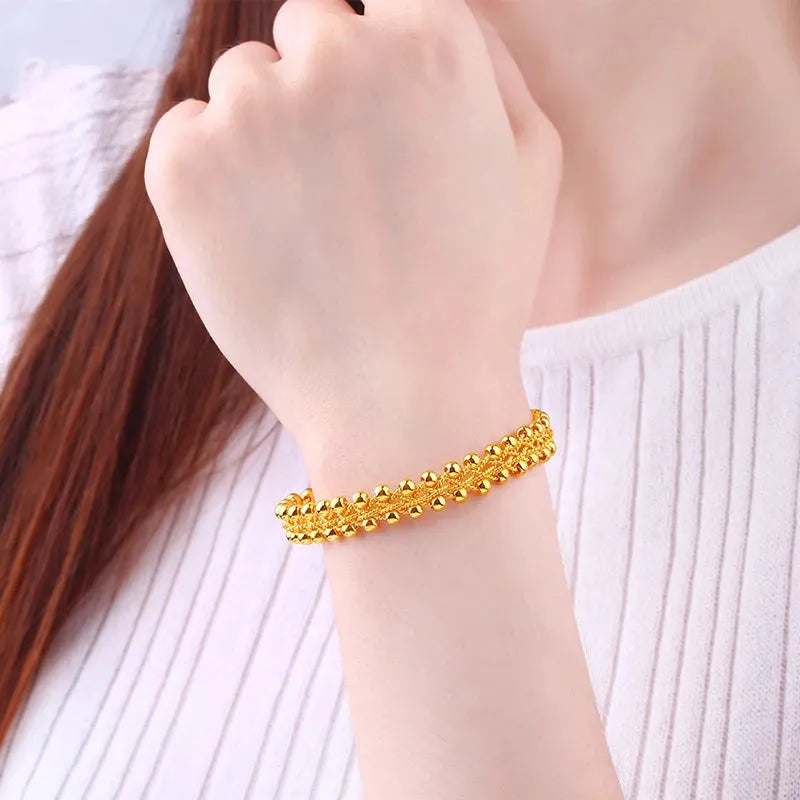 24K Pure Gold Bracelet for Women - 999 Solid Real Gold Bangle, Simple & Elegant Fashion Jewelry, High-End Glossy Finish - Perfect for Gifts, Weddings, Anniversaries & Special Occasions (2023 New Arrival)