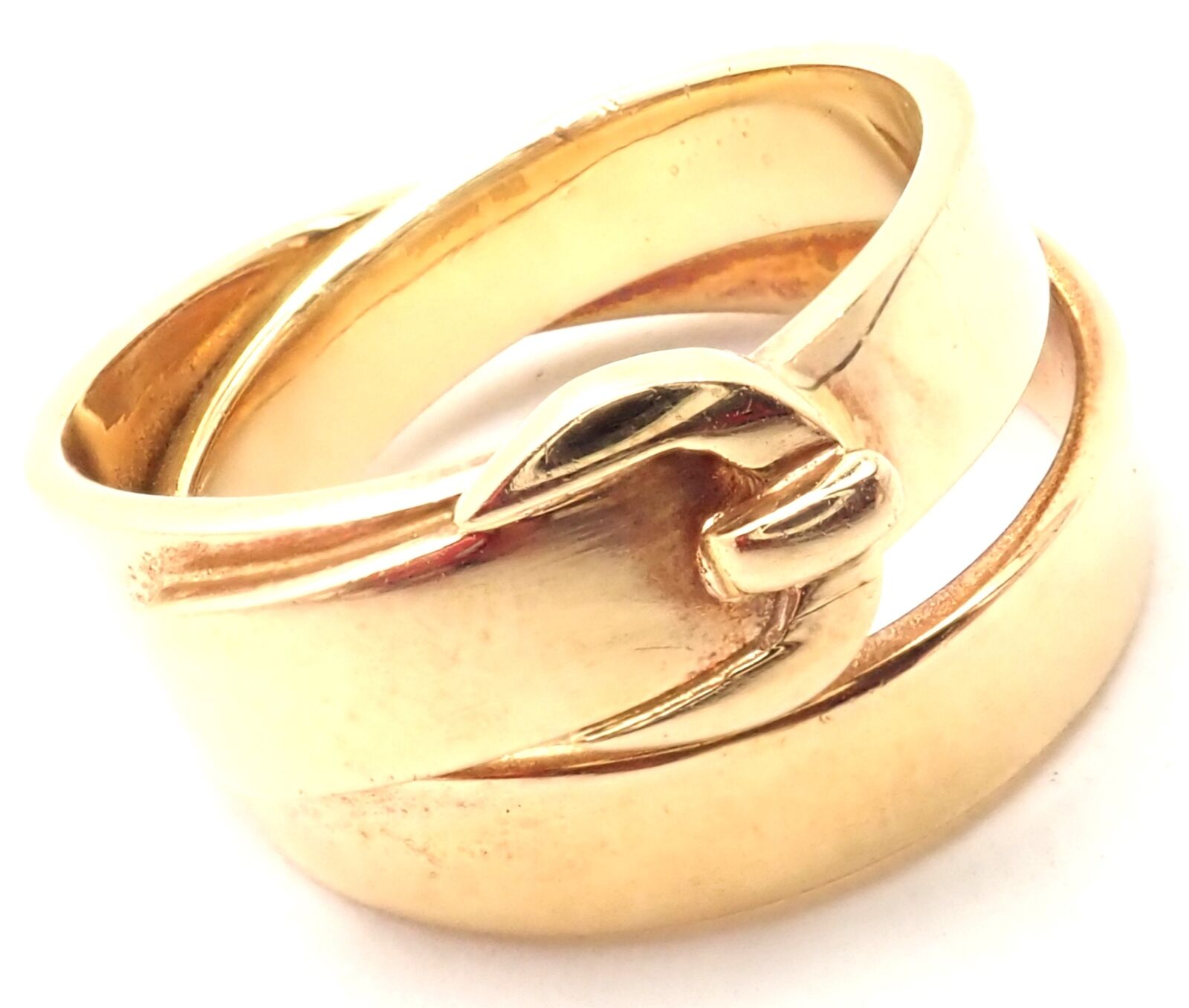 Authentic Hermes 18K Yellow Gold Buckle Double Row Band Ring for Women - Luxury Fashion Jewelry Gift for Birthday, Anniversary & Special Occasions