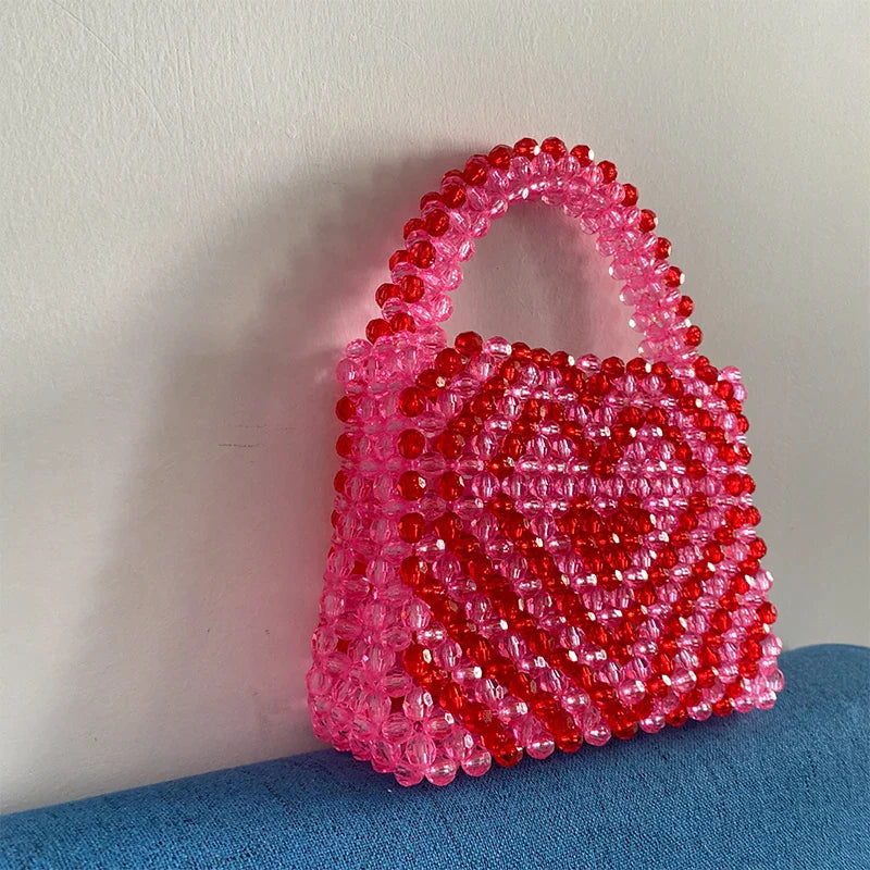Handmade Beaded Fashion Tote Bag for Women - Elegant Pink Clutch Purse for Party, Dinner, Valentine's Day Gift | Perfect for Date Night, Bridal Shower & Special Occasions