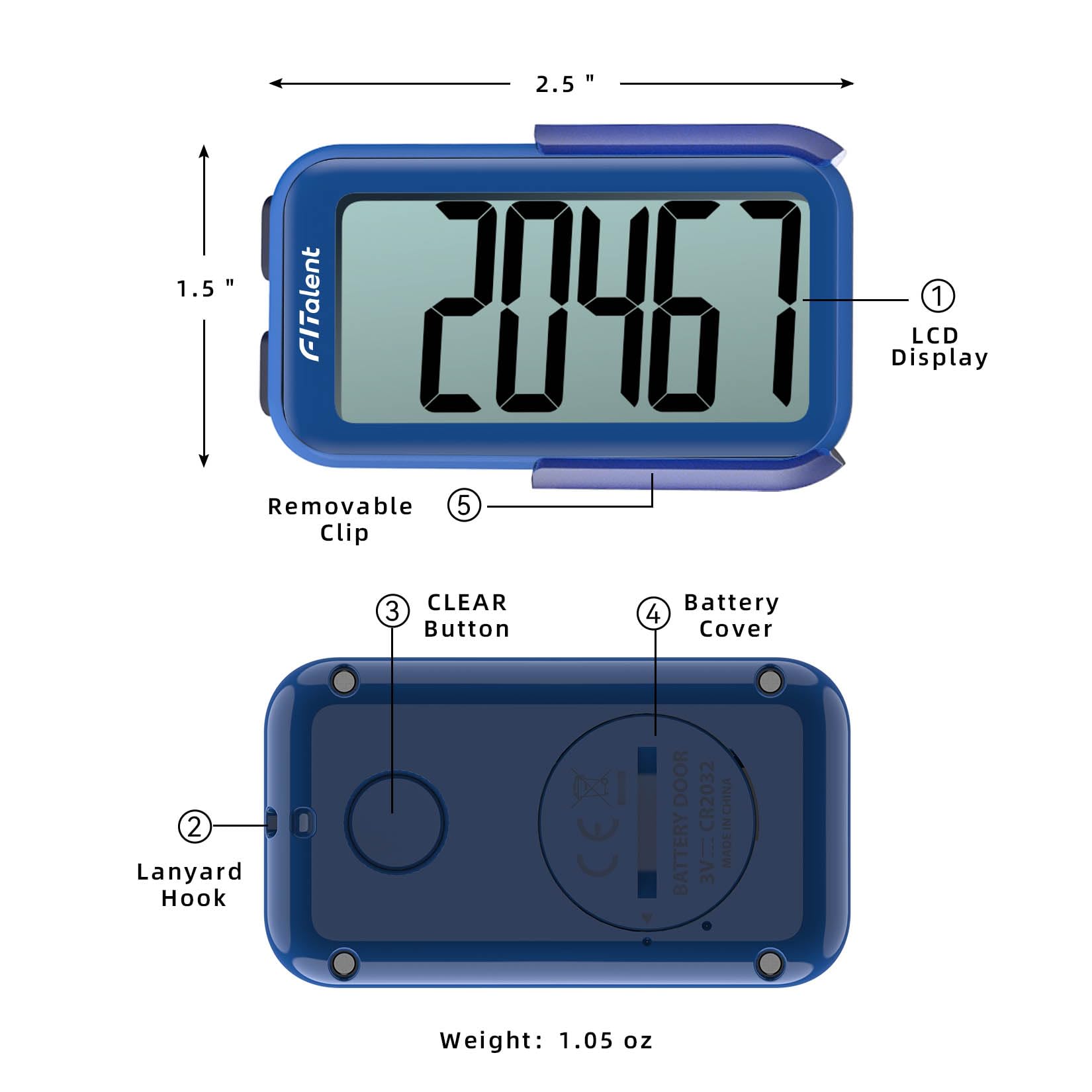 3D Accurate Pedometer for Walking Steps & Miles - Step Counter for All Ages - Fitness Tracker for Running, Hiking & Daily Use