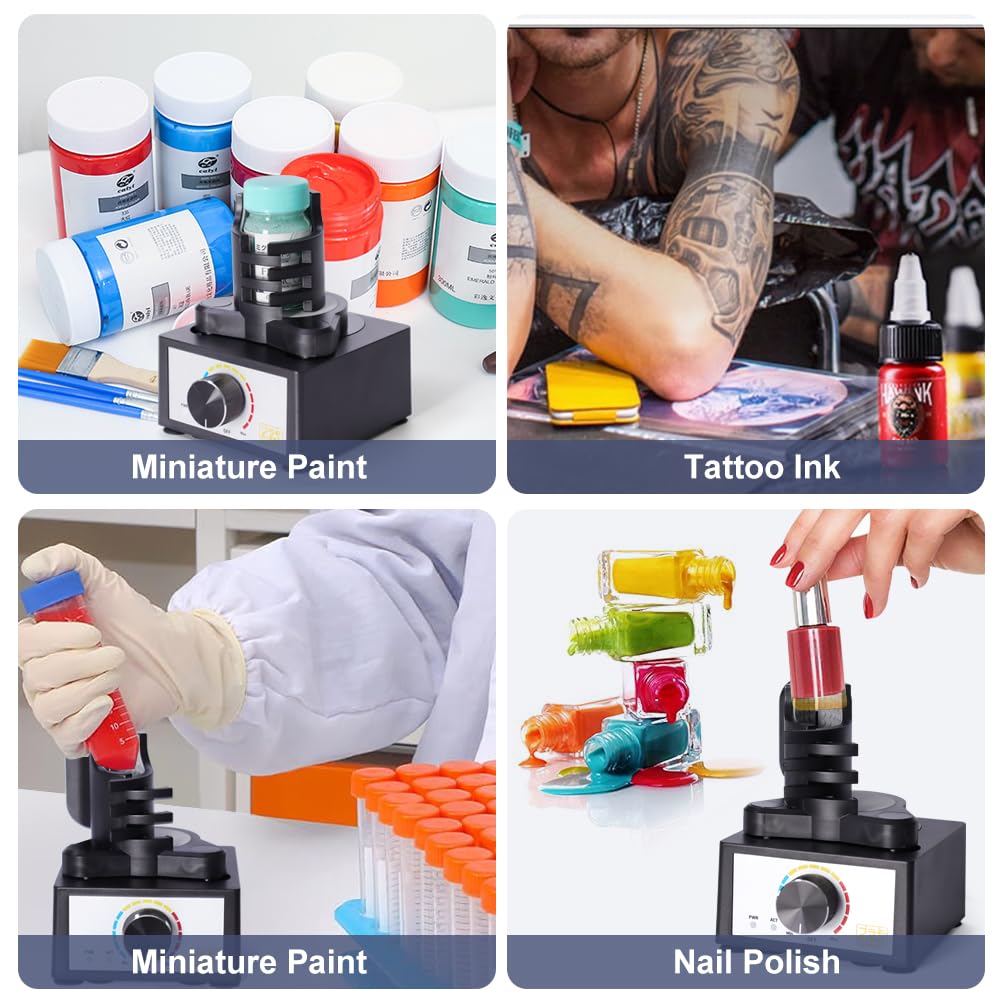 Mini Vortex Mixer for DIY & Gundam Models - Hands-Free Paint Shaker 300-2400 RPM (10-100ml Capacity) - 3-Speed Adjustable for Lab, Nail Polish, Eyelash Glue & Acrylic Paint Mixing - Perfect for Test Tubes, Model Kits & Craft Projects